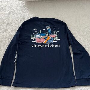 Vineyard Vines Kids Navy Long Sleeve Tee with Logo